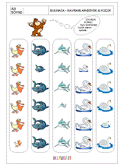 okul öncesi çocuklar için büyük küçük kavram alıştırmaları